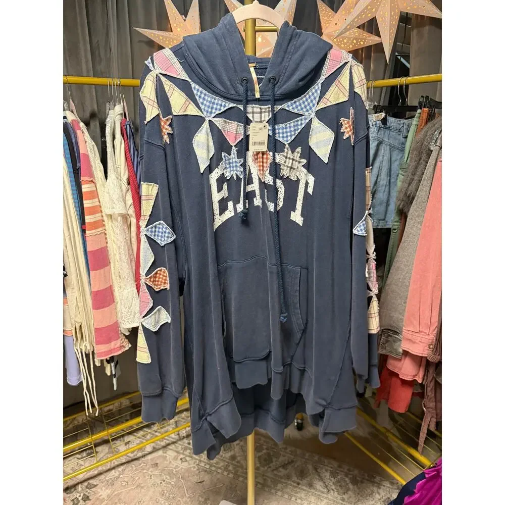 NWT Free People FP Movement Saint Sweatshirt Blue Size Large